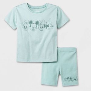 NWT Toddler Girls' 2pc Mickey Mouse & Friends Top and Bottom Set - Green 2T